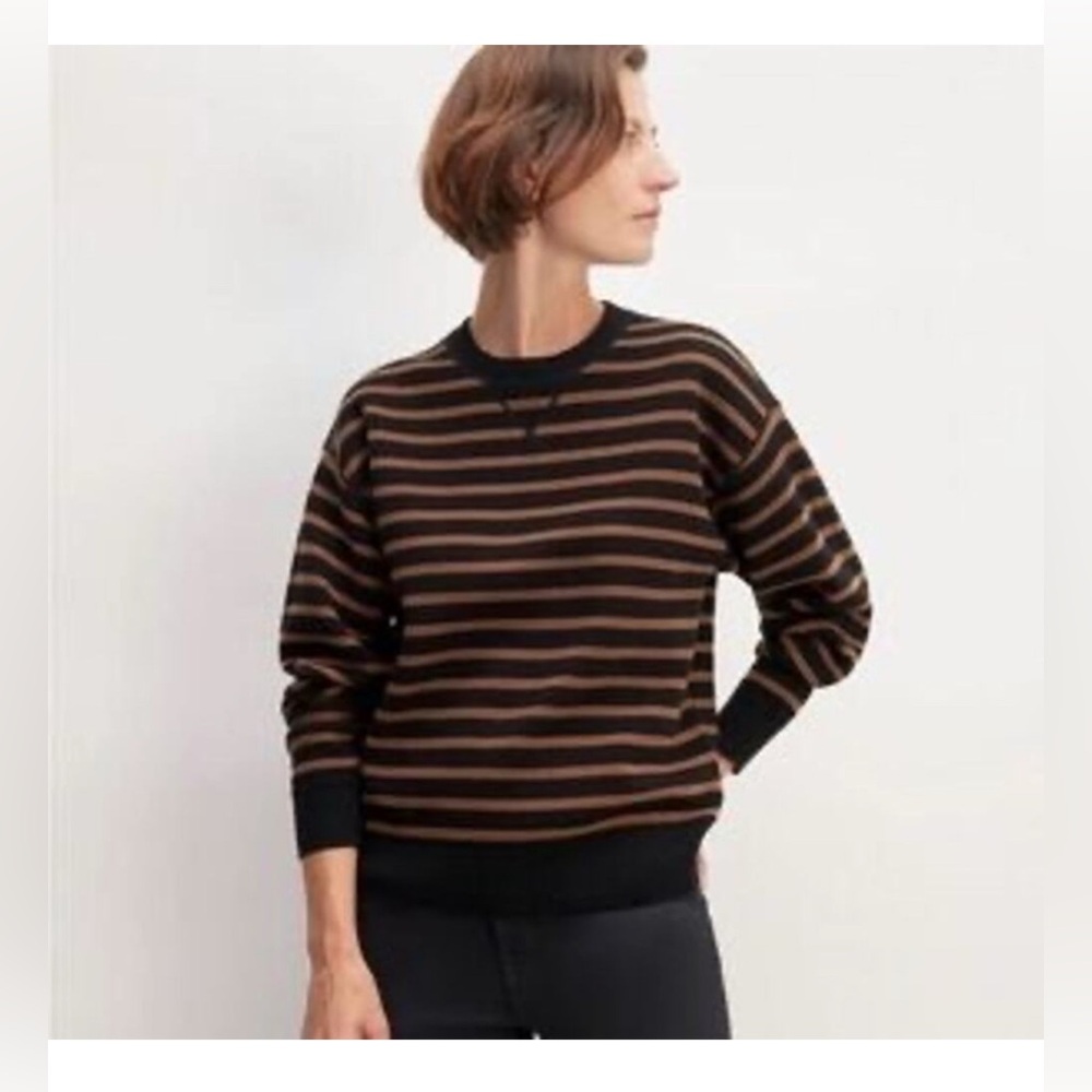 Everlane Wool & Cotton Striped Black and Brown Women's Sweater